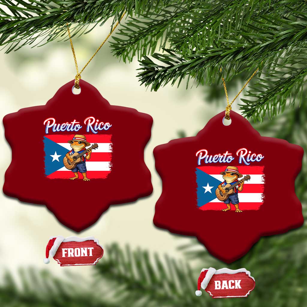 Coqui Frog Puerto Rico Flag Ceramic Ornament Puerto Rican Taino Boricua
