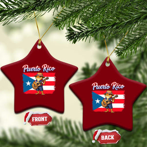 Coqui Frog Puerto Rico Flag Ceramic Ornament Puerto Rican Taino Boricua