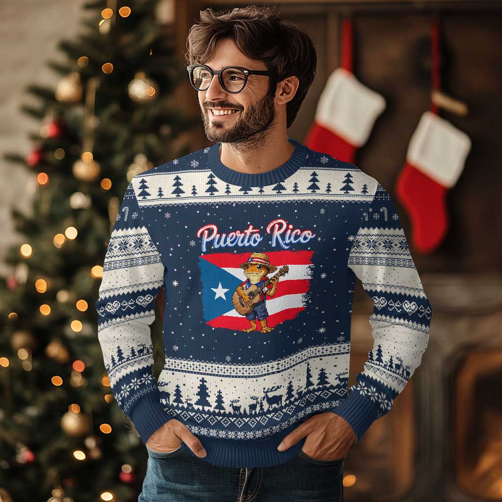 Coqui Frog Puerto Rico Flag Ugly Christmas Sweater Puerto Rican Taino Boricua