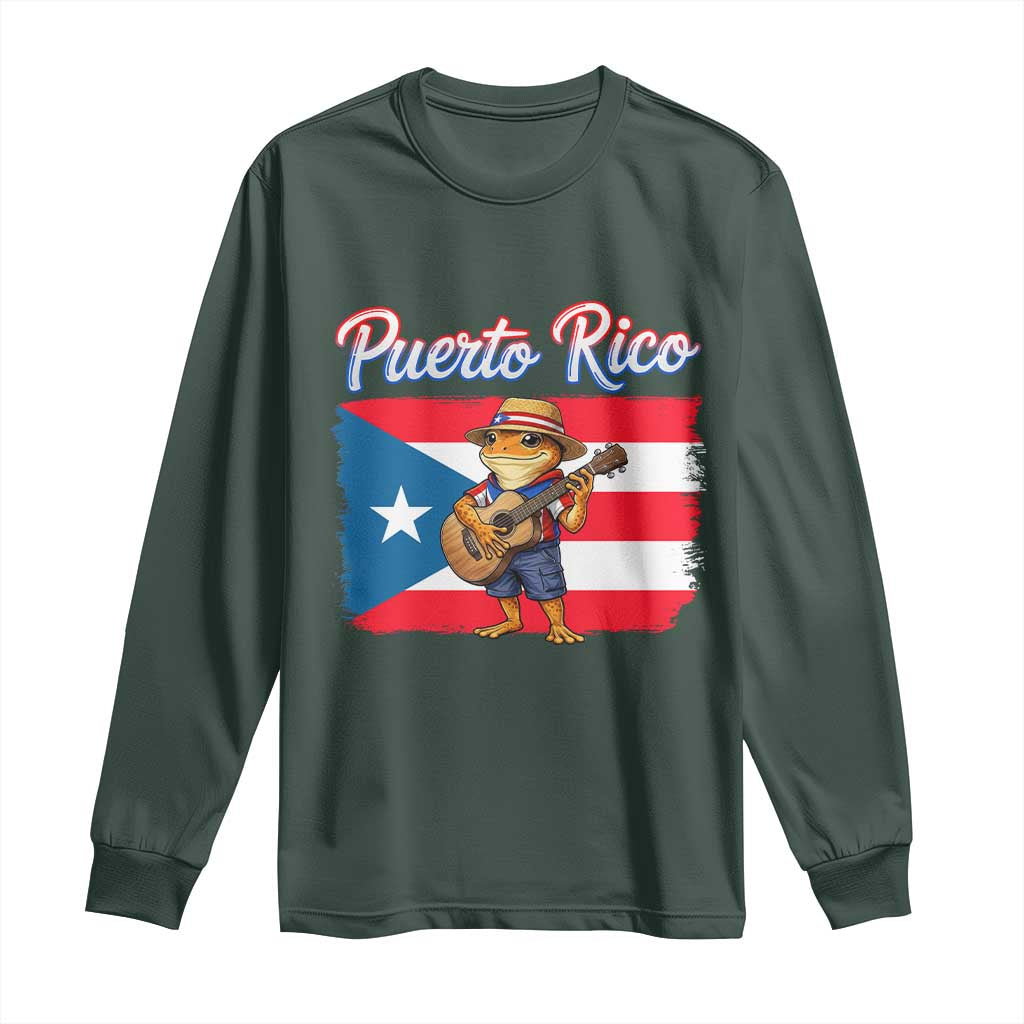 Coqui Frog Puerto Rico Flag Long Sleeve Shirt Puerto Rican Taino Boricua