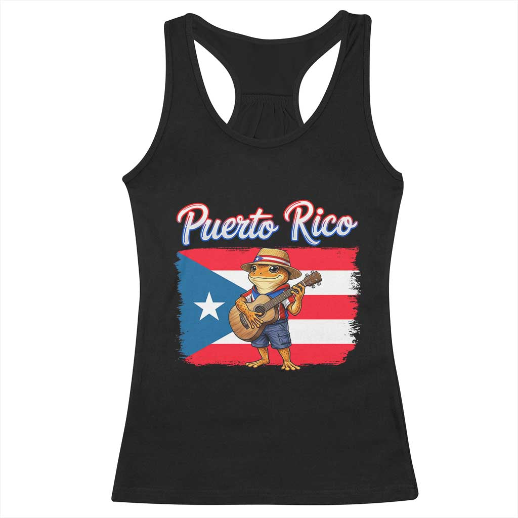 Coqui Frog Puerto Rico Flag Racerback Tank Top Puerto Rican Taino Boricua