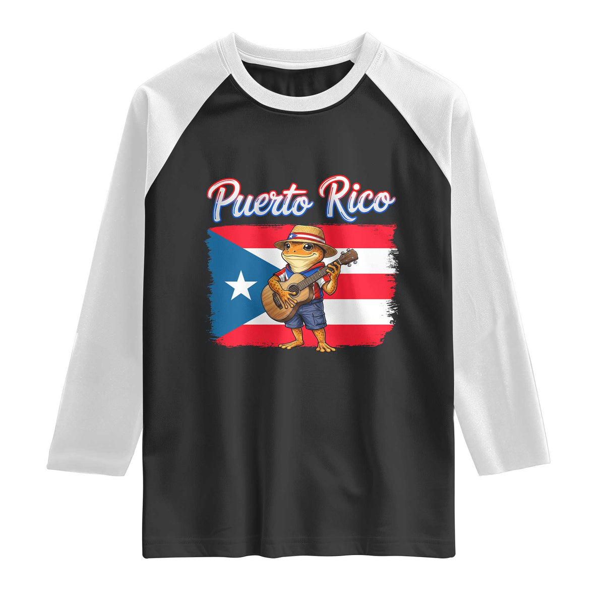 Coqui Frog Puerto Rico Flag Raglan Shirt Puerto Rican Taino Boricua