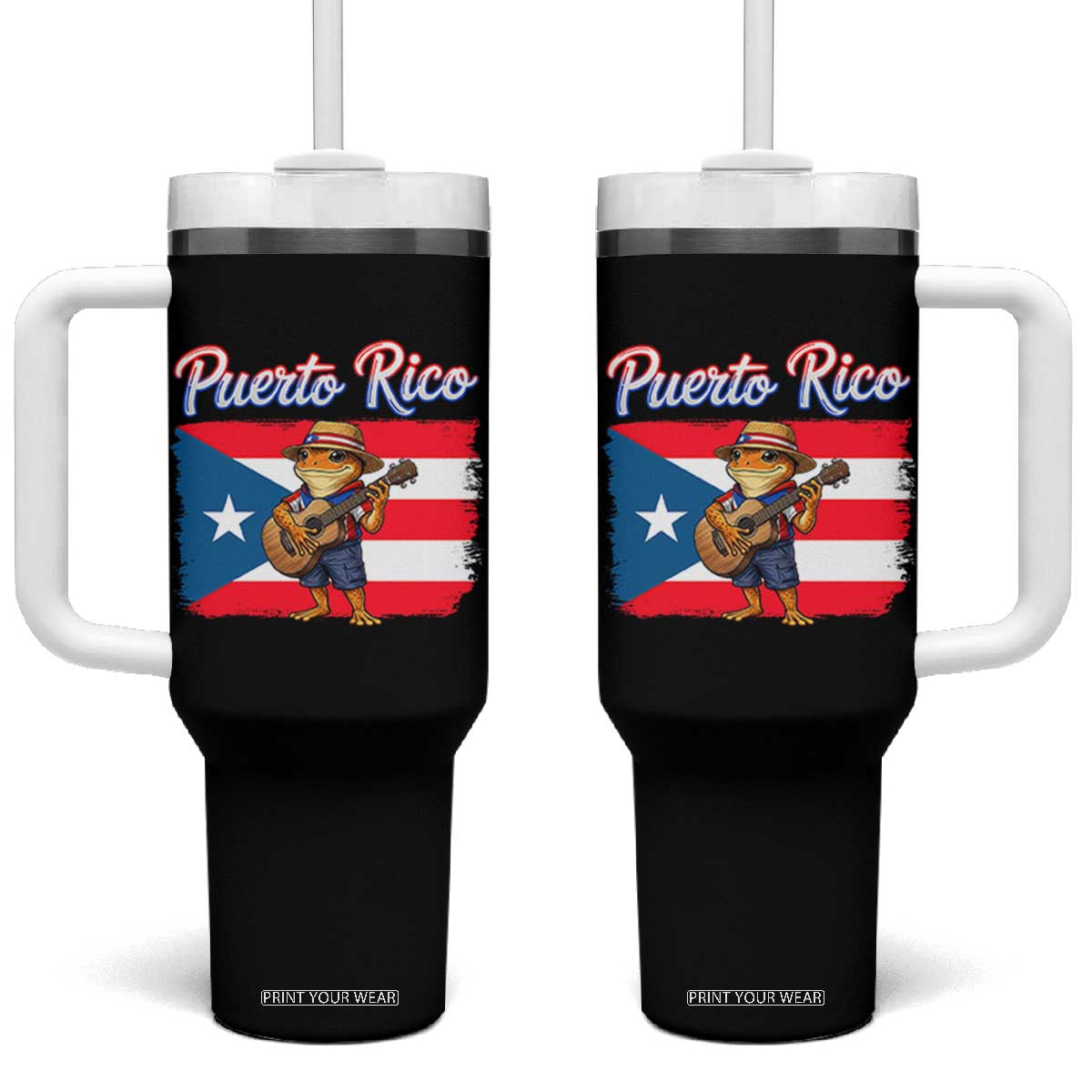 Coqui Frog Puerto Rico Flag Tumbler With Handle Puerto Rican Taino Boricua