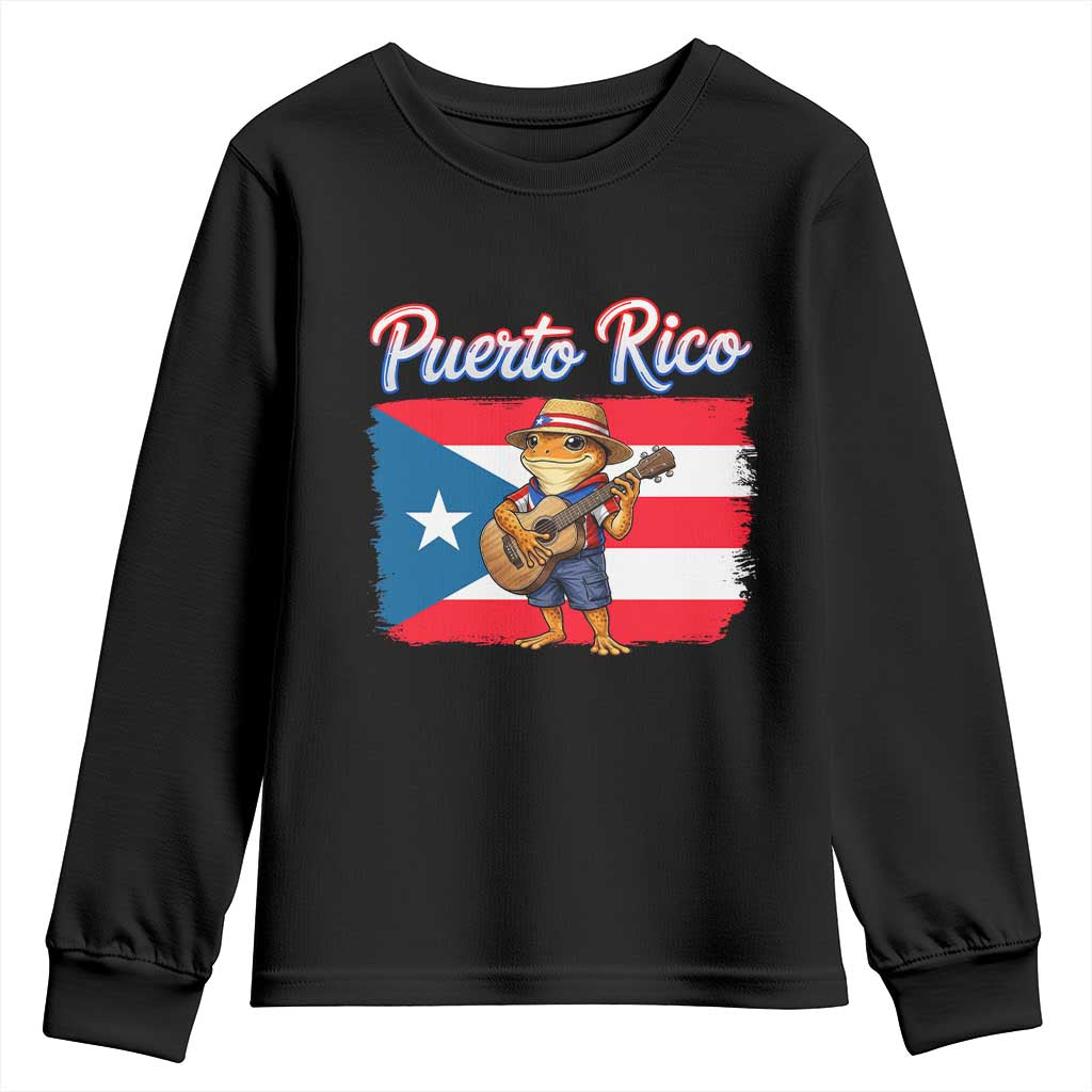 Coqui Frog Puerto Rico Flag Youth Sweatshirt Puerto Rican Taino Boricua