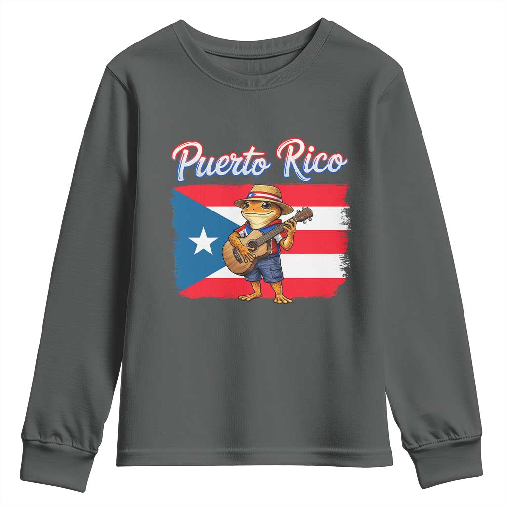 Coqui Frog Puerto Rico Flag Youth Sweatshirt Puerto Rican Taino Boricua
