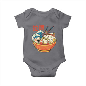 Funny Cat Ramen Baby Onesie Cute Japanese Sushi Kitty Eating Noodles TS14 Charcoal Print Your Wear