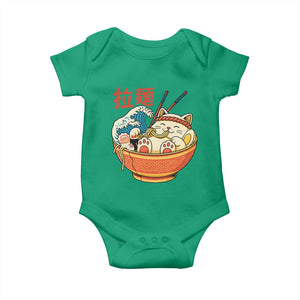 Funny Cat Ramen Baby Onesie Cute Japanese Sushi Kitty Eating Noodles TS14 Irish Green Print Your Wear