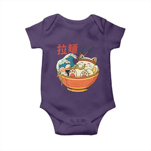 Funny Cat Ramen Baby Onesie Cute Japanese Sushi Kitty Eating Noodles TS14 Purple Print Your Wear