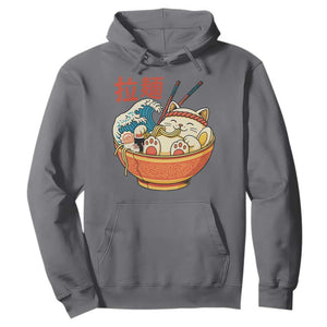 Funny Cat Ramen Hoodie Cute Japanese Sushi Kitty Eating Noodles TS14 Charcoal Print Your Wear