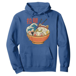 Funny Cat Ramen Hoodie Cute Japanese Sushi Kitty Eating Noodles TS14 Royal Blue Print Your Wear