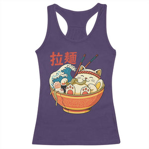Funny Cat Ramen Racerback Tank Top Cute Japanese Sushi Kitty Eating Noodles TS14 Purple Print Your Wear