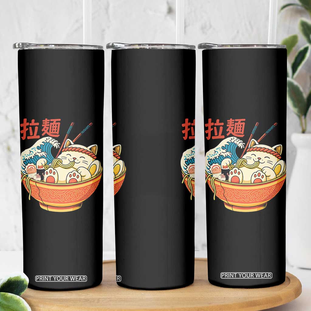 Funny Cat Ramen Skinny Tumbler Cute Japanese Sushi Kitty Eating Noodles TS14 Print Your Wear