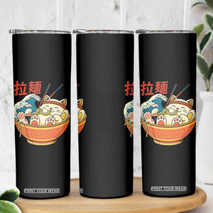 Funny Cat Ramen Skinny Tumbler Cute Japanese Sushi Kitty Eating Noodles TS14 Print Your Wear