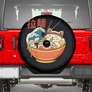 Funny Cat Ramen Spare Tire Cover Cute Japanese Sushi Kitty Eating Noodles TS14 Black Print Your Wear
