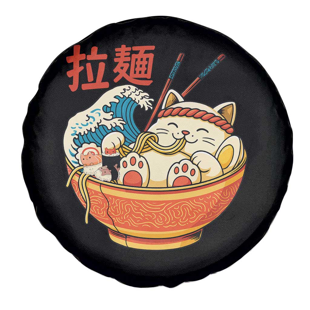 Funny Cat Ramen Spare Tire Cover Cute Japanese Sushi Kitty Eating Noodles TS14 Print Your Wear
