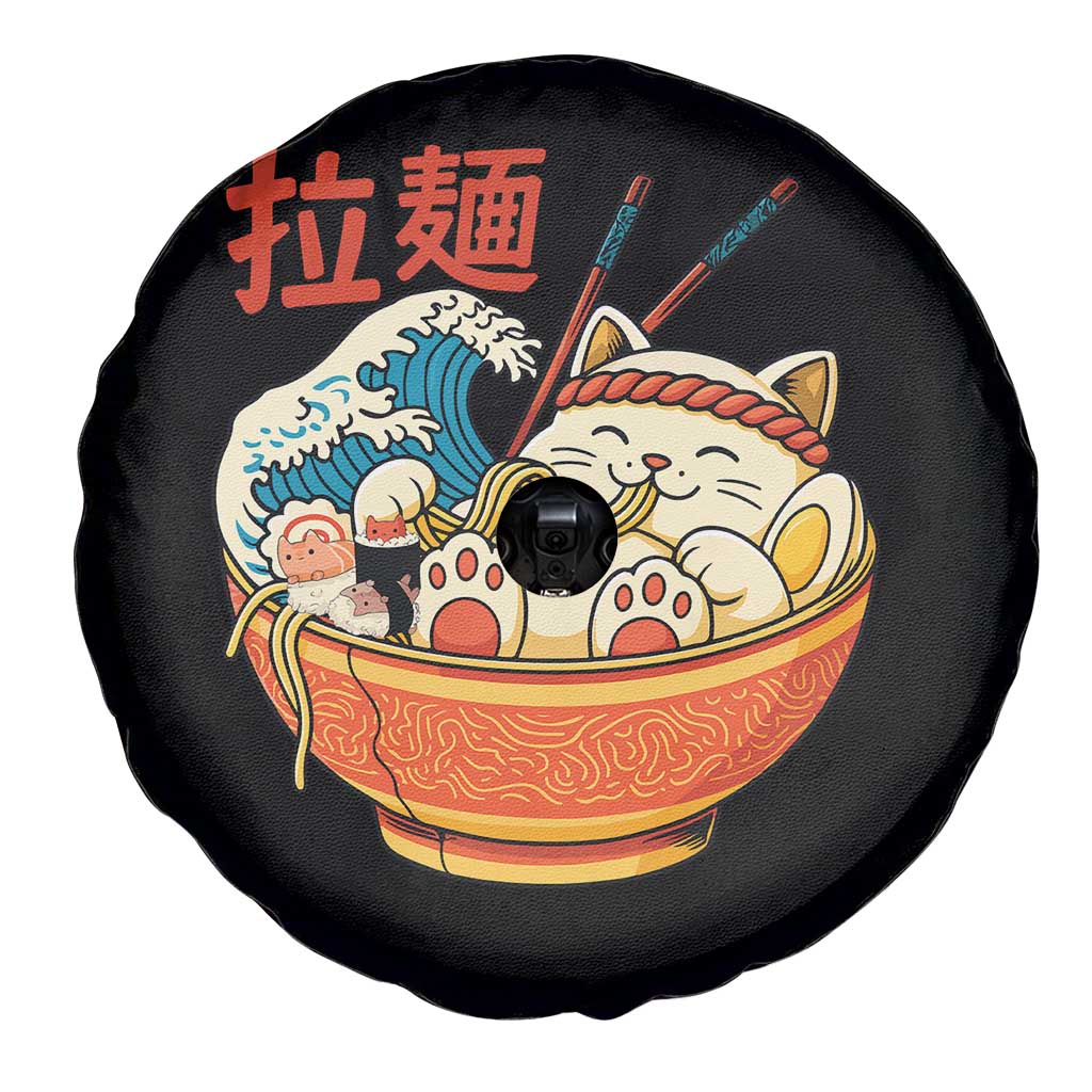 Funny Cat Ramen Spare Tire Cover Cute Japanese Sushi Kitty Eating Noodles TS14 Print Your Wear