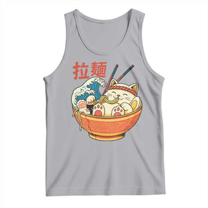 Funny Cat Ramen Tank Top Cute Japanese Sushi Kitty Eating Noodles TS14 Athletic Heather Print Your Wear
