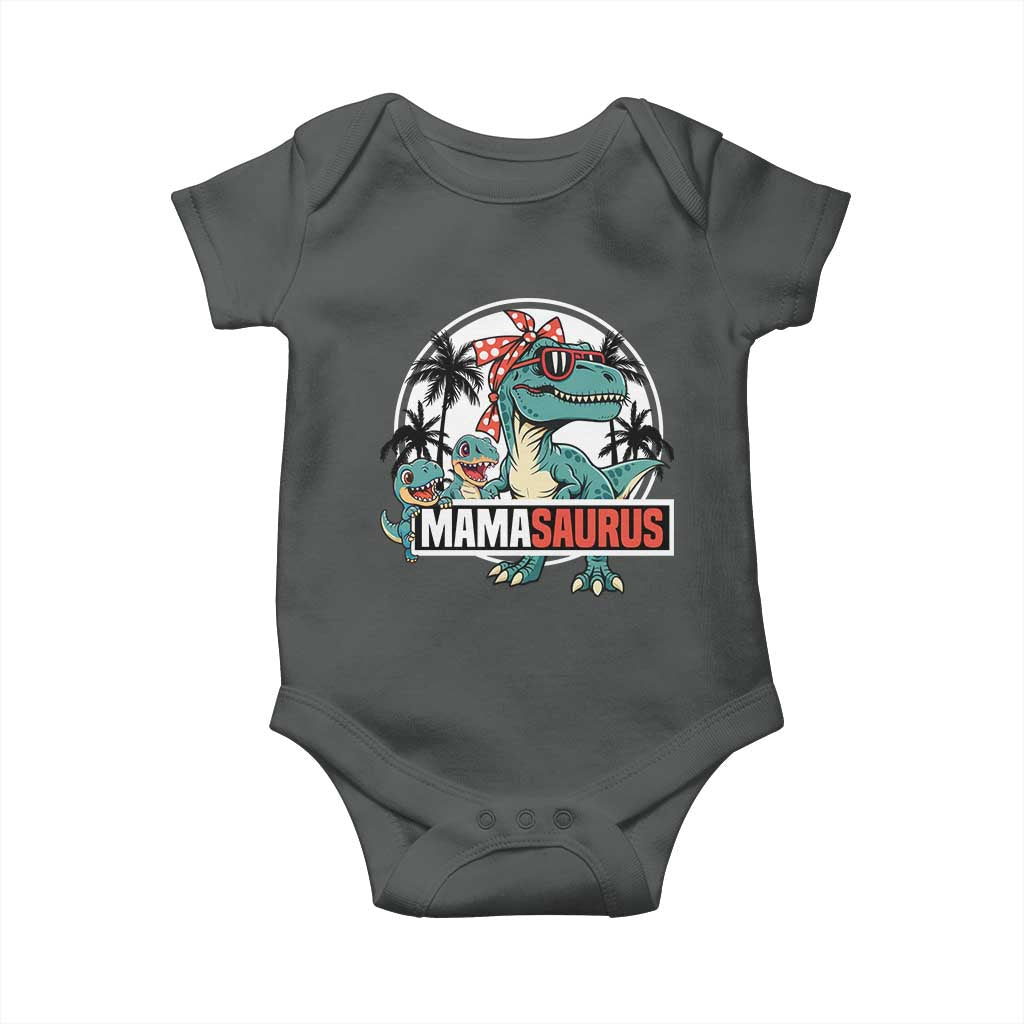 Mamasaurus Dinosaur Baby Onesie Funny Grandma Saurus Family Matching TS14 Dark Heather Print Your Wear