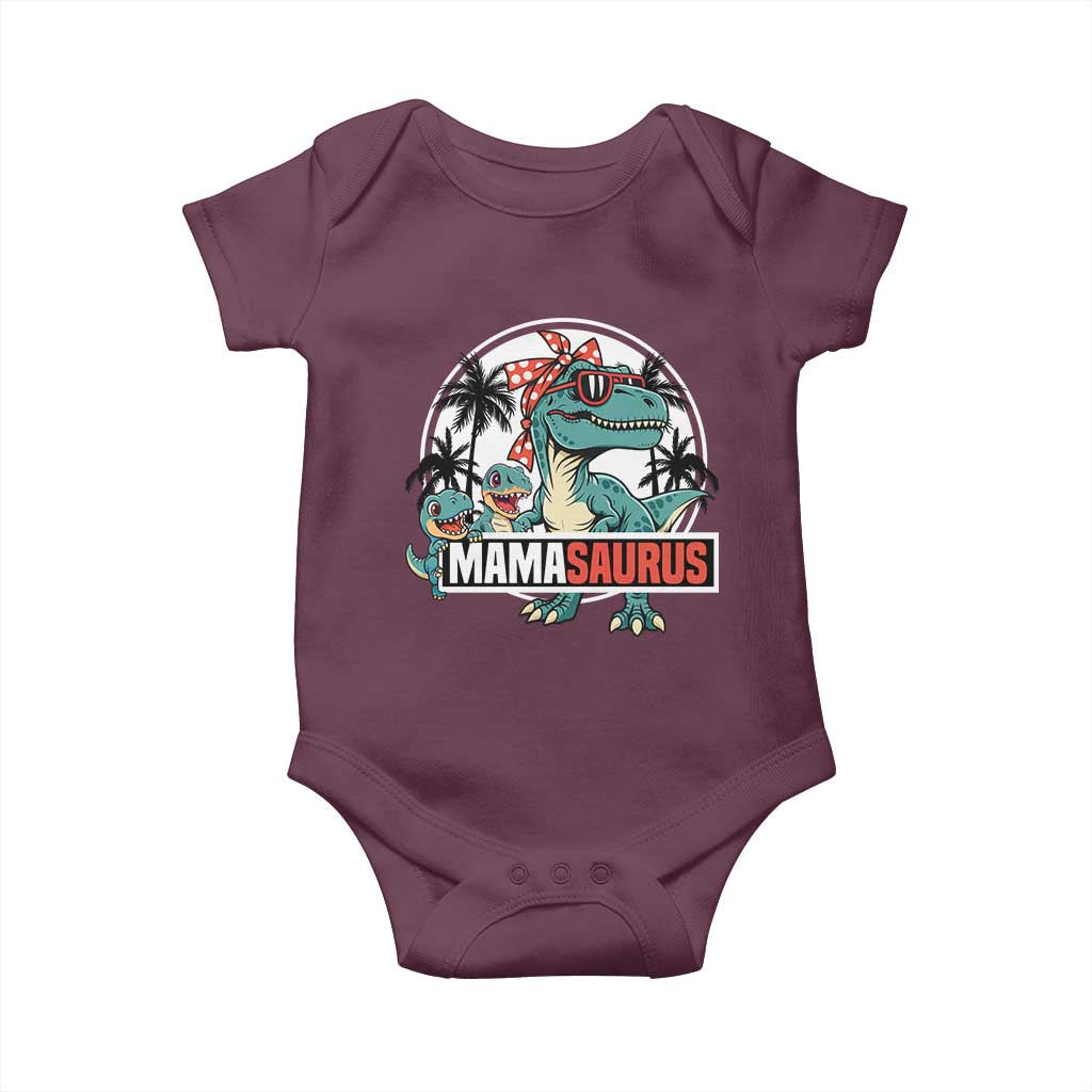 Mamasaurus Dinosaur Baby Onesie Funny Grandma Saurus Family Matching TS14 Maroon Print Your Wear