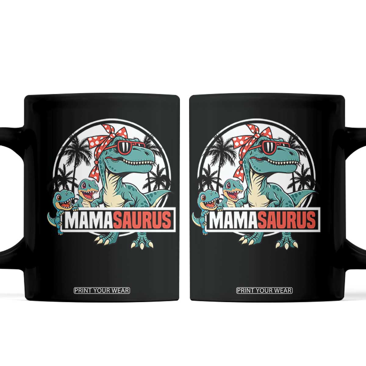 Mamasaurus Dinosaur Coffee Mug Funny Grandma Saurus Family Matching TS14 Black Print Your Wear