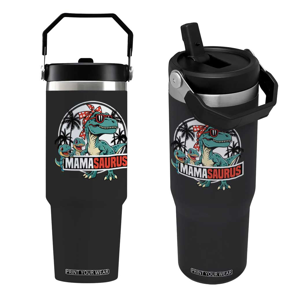 Mamasaurus Dinosaur Flip Straw Tumbler Funny Grandma Saurus Family Matching TS14 One Size: 30 oz Black Print Your Wear