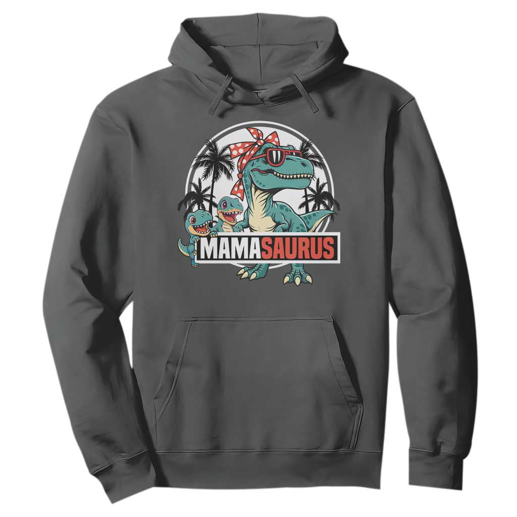 Mamasaurus Dinosaur Hoodie Funny Grandma Saurus Family Matching TS14 Dark Heather Print Your Wear