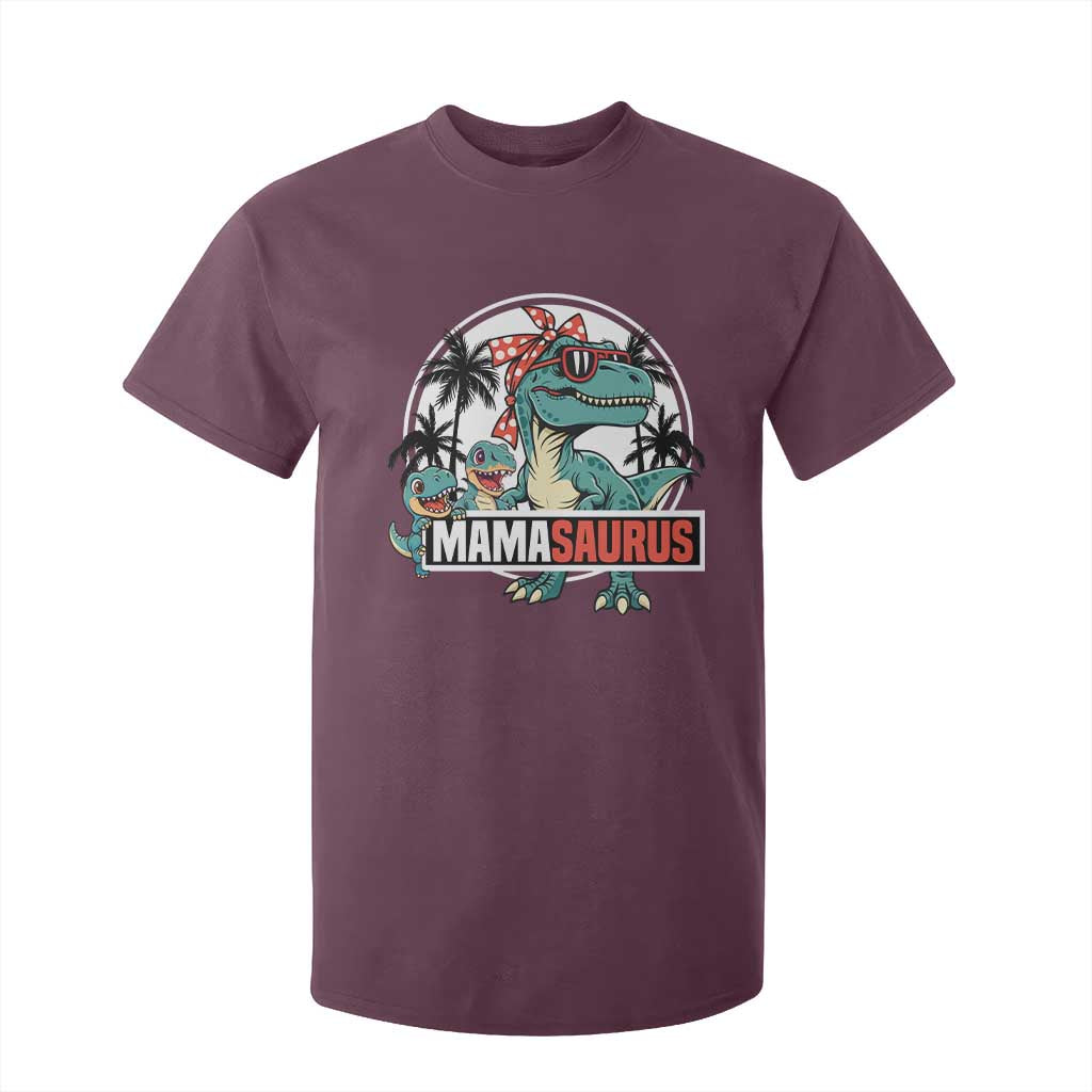 Mamasaurus Dinosaur T Shirt For Kid Funny Grandma Saurus Family Matching TS14 Maroon Print Your Wear