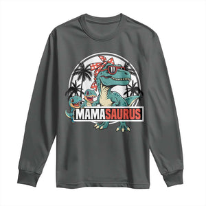 Mamasaurus Dinosaur Long Sleeve Shirt Funny Grandma Saurus Family Matching TS14 Dark Heather Print Your Wear