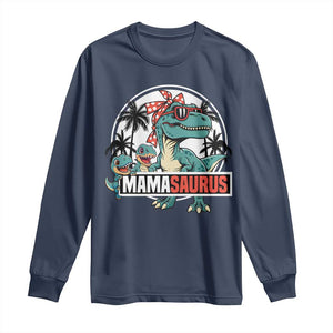 Mamasaurus Dinosaur Long Sleeve Shirt Funny Grandma Saurus Family Matching TS14 Navy Print Your Wear