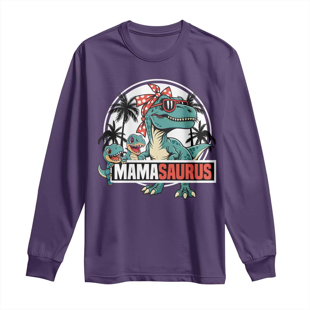Mamasaurus Dinosaur Long Sleeve Shirt Funny Grandma Saurus Family Matching TS14 Purple Print Your Wear