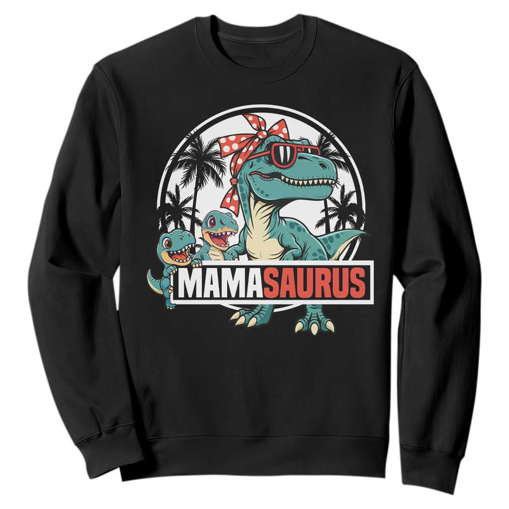 Mamasaurus Dinosaur Sweatshirt Funny Grandma Saurus Family Matching TS14 Black Print Your Wear