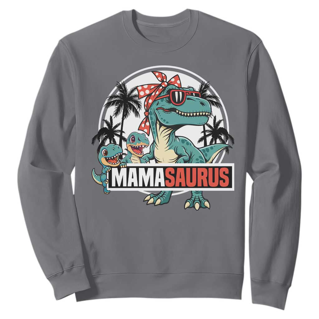 Mamasaurus Dinosaur Sweatshirt Funny Grandma Saurus Family Matching TS14 Charcoal Print Your Wear