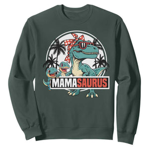 Mamasaurus Dinosaur Sweatshirt Funny Grandma Saurus Family Matching TS14 Dark Forest Green Print Your Wear