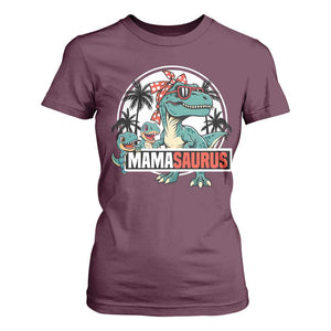 Mamasaurus Dinosaur T Shirt For Women Funny Grandma Saurus Family Matching TS14 Maroon Print Your Wear