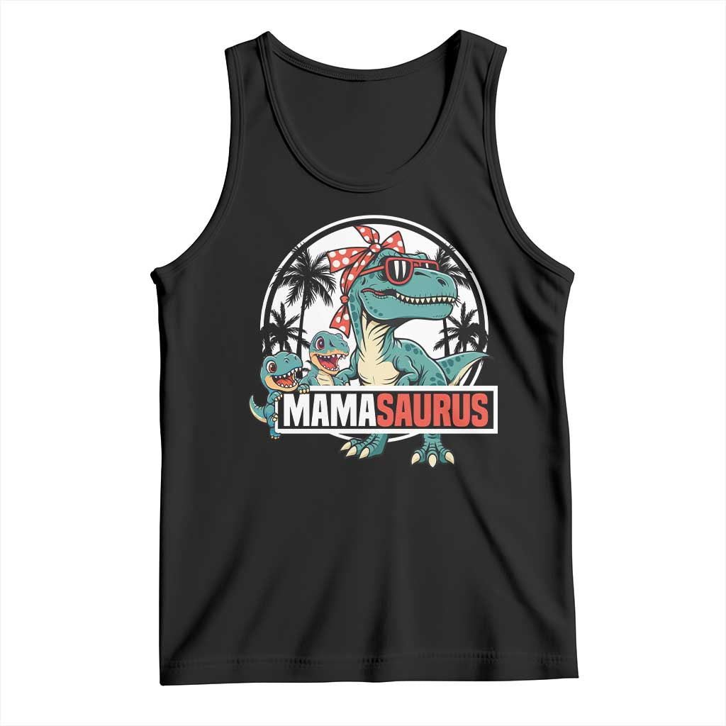 Mamasaurus Dinosaur Tank Top Funny Grandma Saurus Family Matching TS14 Black Print Your Wear