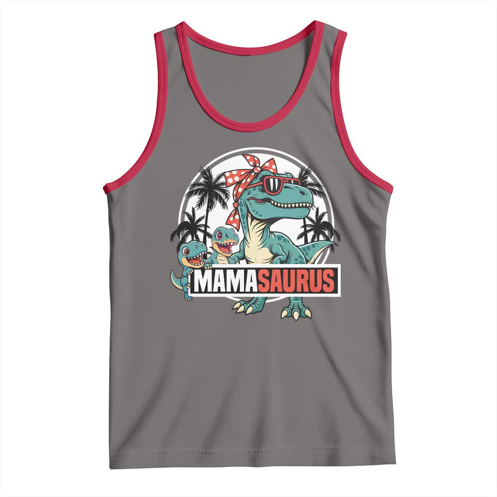 Mamasaurus Dinosaur Tank Top Funny Grandma Saurus Family Matching TS14 Deep Heather Red Print Your Wear