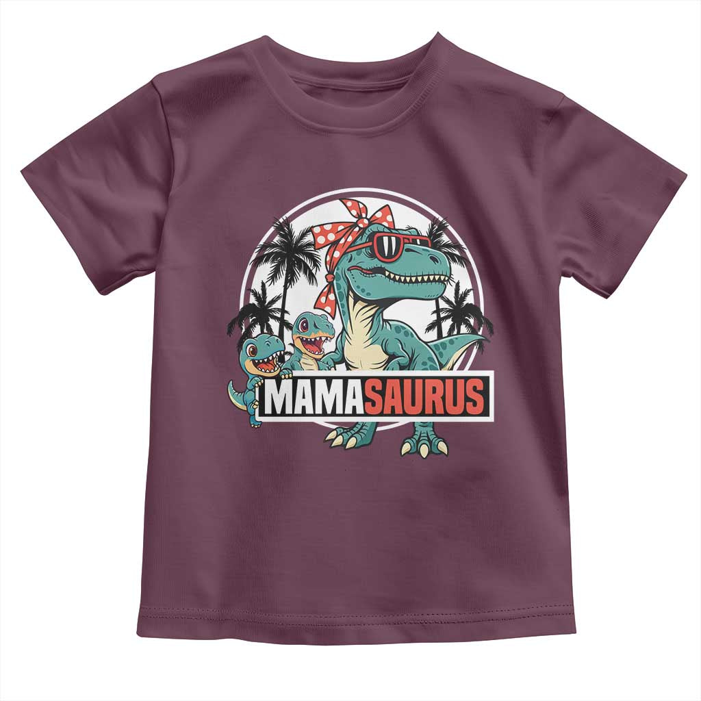 Mamasaurus Dinosaur Toddler T Shirt Funny Grandma Saurus Family Matching TS14 Maroon Print Your Wear