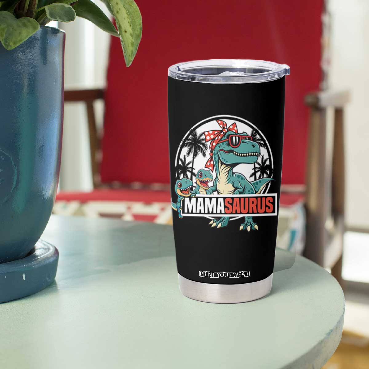 Mamasaurus Dinosaur Tumbler Cup Funny Grandma Saurus Family Matching TS14 Print Your Wear