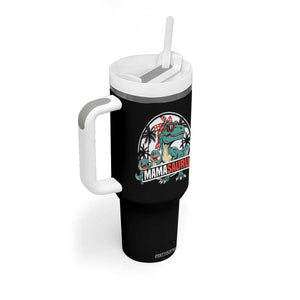 Mamasaurus Dinosaur Tumbler With Handle Funny Grandma Saurus Family Matching TS14 Print Your Wear