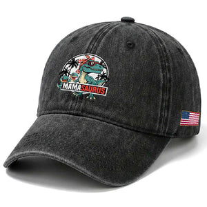 Mamasaurus Dinosaur Washed Cotton Baseball Cap Funny Grandma Saurus Family Matching TS14 Print Your Wear