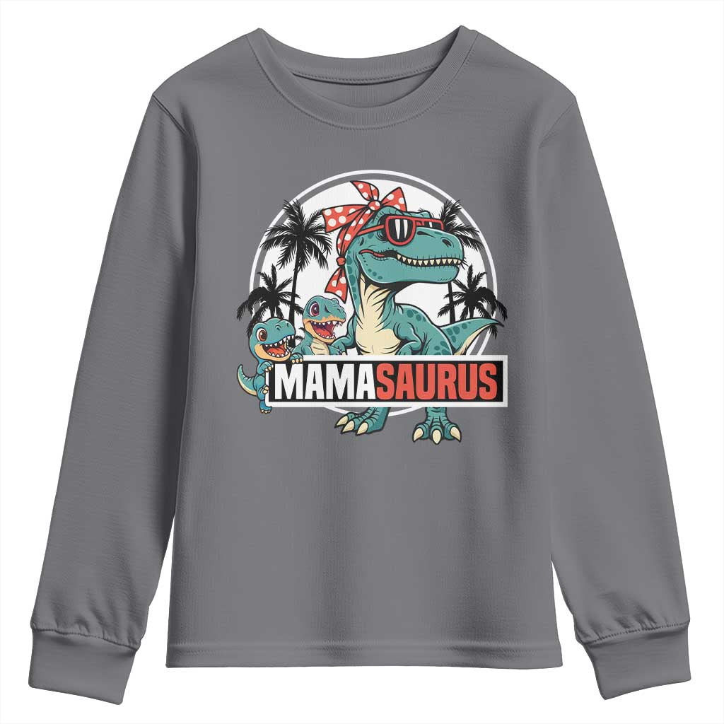 Mamasaurus Dinosaur Youth Sweatshirt Funny Grandma Saurus Family Matching TS14 Charcoal Print Your Wear