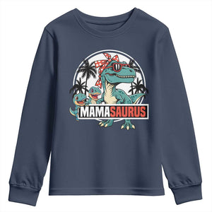 Mamasaurus Dinosaur Youth Sweatshirt Funny Grandma Saurus Family Matching TS14 Navy Print Your Wear