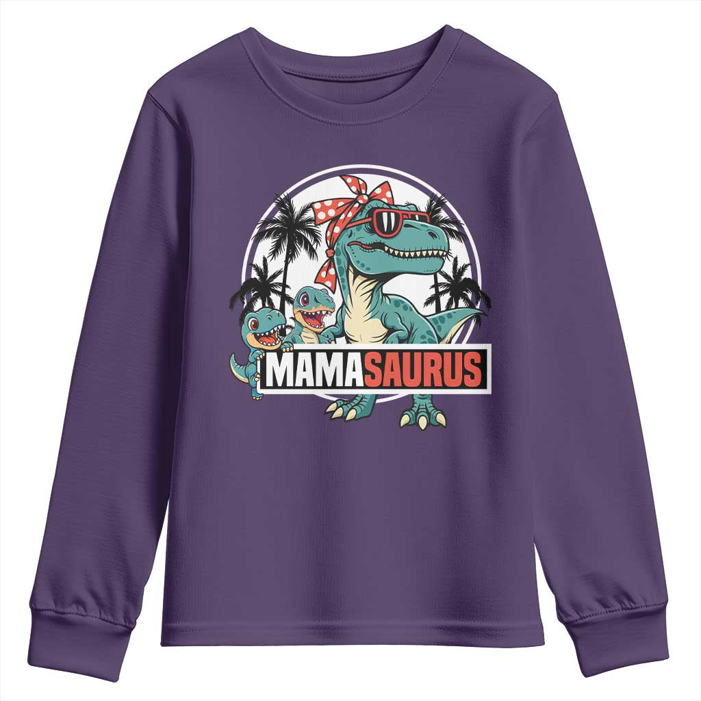 Mamasaurus Dinosaur Youth Sweatshirt Funny Grandma Saurus Family Matching TS14 Purple Print Your Wear