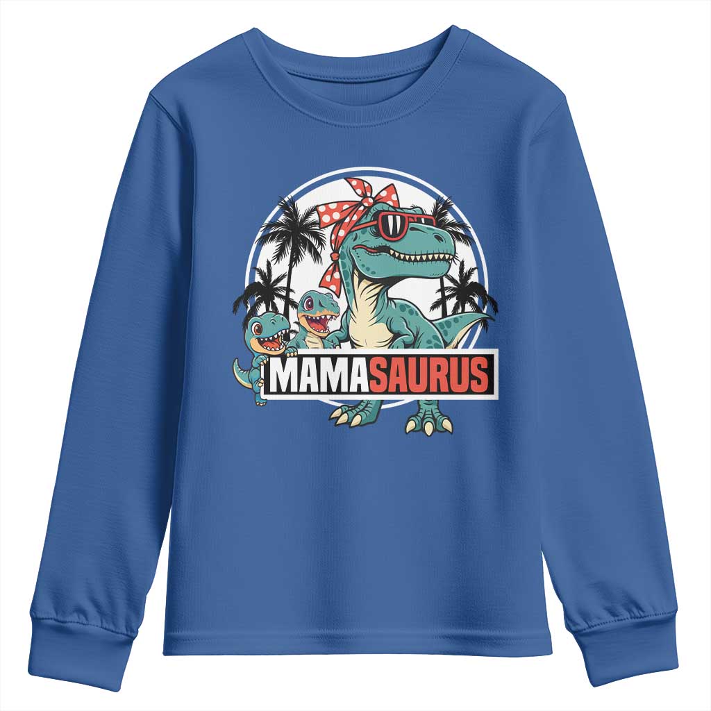 Mamasaurus Dinosaur Youth Sweatshirt Funny Grandma Saurus Family Matching TS14 Royal Blue Print Your Wear