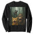 Cat Bigfoot Selfie With Dinosaur Sweatshirt Funny Surprised Scared Sasquatch Cat TS14 Black Print Your Wear