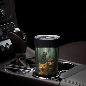 Cat Bigfoot Selfie With Dinosaur Tumbler Cup Funny Surprised Scared Sasquatch Cat TS14 Print Your Wear