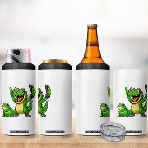 Funny Dinosaur Frog Selfie 4 in 1 Can Cooler Tumbler Rock On Hand TS14 Print Your Wear