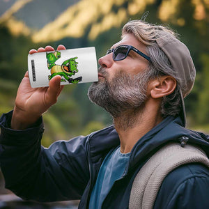 Funny Dinosaur Frog Selfie 4 in 1 Can Cooler Tumbler Rock On Hand TS14 Print Your Wear