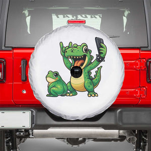 Funny Dinosaur Frog Selfie Spare Tire Cover Rock On Hand TS14 White Print Your Wear
