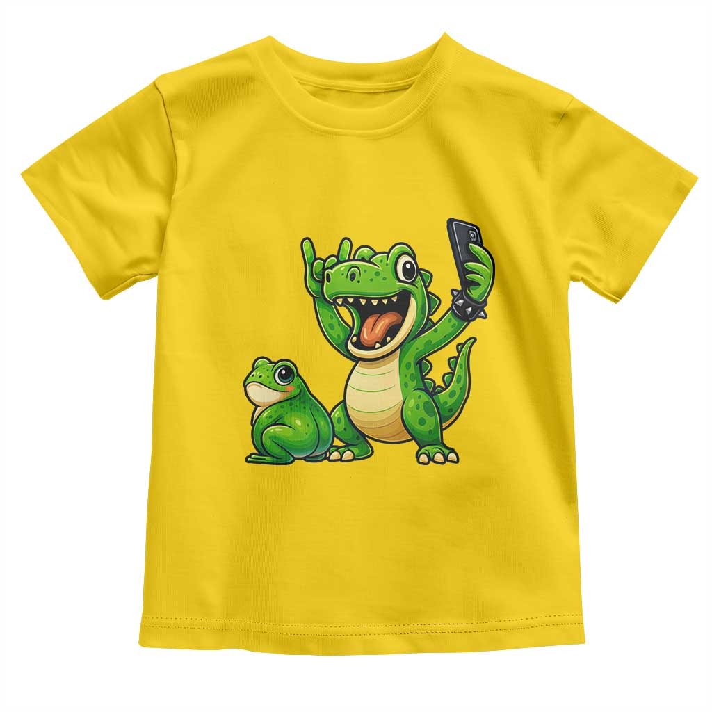 Funny Dinosaur Frog Selfie Toddler T Shirt Rock On Hand TS14 Daisy Print Your Wear